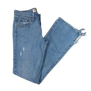 Levi's 518 Super Low Bootcut Jeans Size 5M Distressed Light Wash Denim
